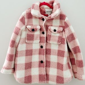 Sherpa pink plaid jacket
